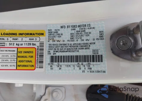 2023 Ford Bronco Sport Big Bend из США, поврежденный, VIN 3FMCR9B64PRD52710